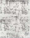 Close-up of the Wattisham Area Rug. Contemporary style in charcoal, gray, and off-white with an abstract, textured pattern. Design-Rectangle-710103