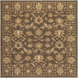 Detailed floral pattern on a dark red and gray Wauneta Area Rug. Hand-tufted wool rug with traditional farmhouse style. Design-Square-8