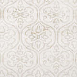 Close-up of the Wauseon Area Rug, ivory and olive viscose with a traditional, hand-loomed pattern. Swatch