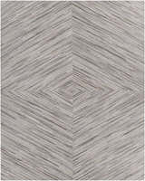 Close-up of the Wauzeka Premium Area Rug. Hair on hide rug with a cream, brown, and gray diamond pattern. Design-Rectangle-810