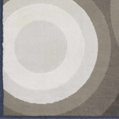 Woodrising 2x3 Blue Border Gray Circles Small Rug - Clearance