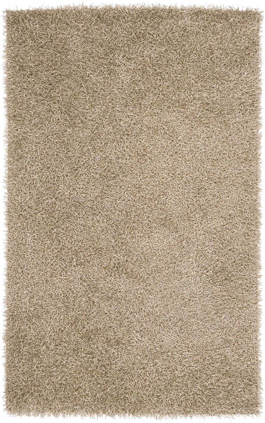 Close-up of the Browder Solid Beige Shag Area Rug showing its dense, soft, and textured pile. Design-Rectangle-58