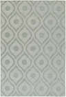 Close-up of the light gray Welaka Eye Pattern Wool Rug, featuring a geometric eye and dot design. Design-Rectangle-576