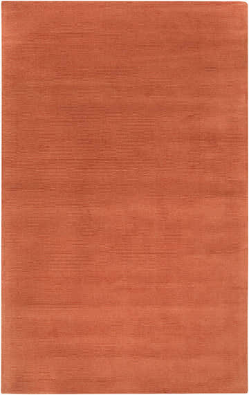 Close-up of the hand-loomed Brockton Solid Orange Wool Rug, showcasing its texture and subtle striped design. Design-Rectangle-58