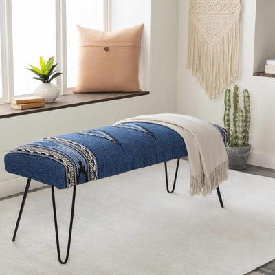 Wesselsbron Navy Striped Upholstered Bench