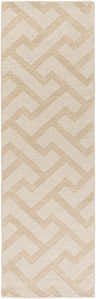 Close-up of the ivory Westdale Area Rug. Hand-loomed wool rug with a contemporary geometric pattern. Design-Runner-268