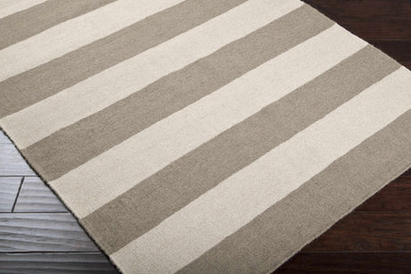 Ingersoll Beige&Gray Striped Wool Area Rug - Clearance