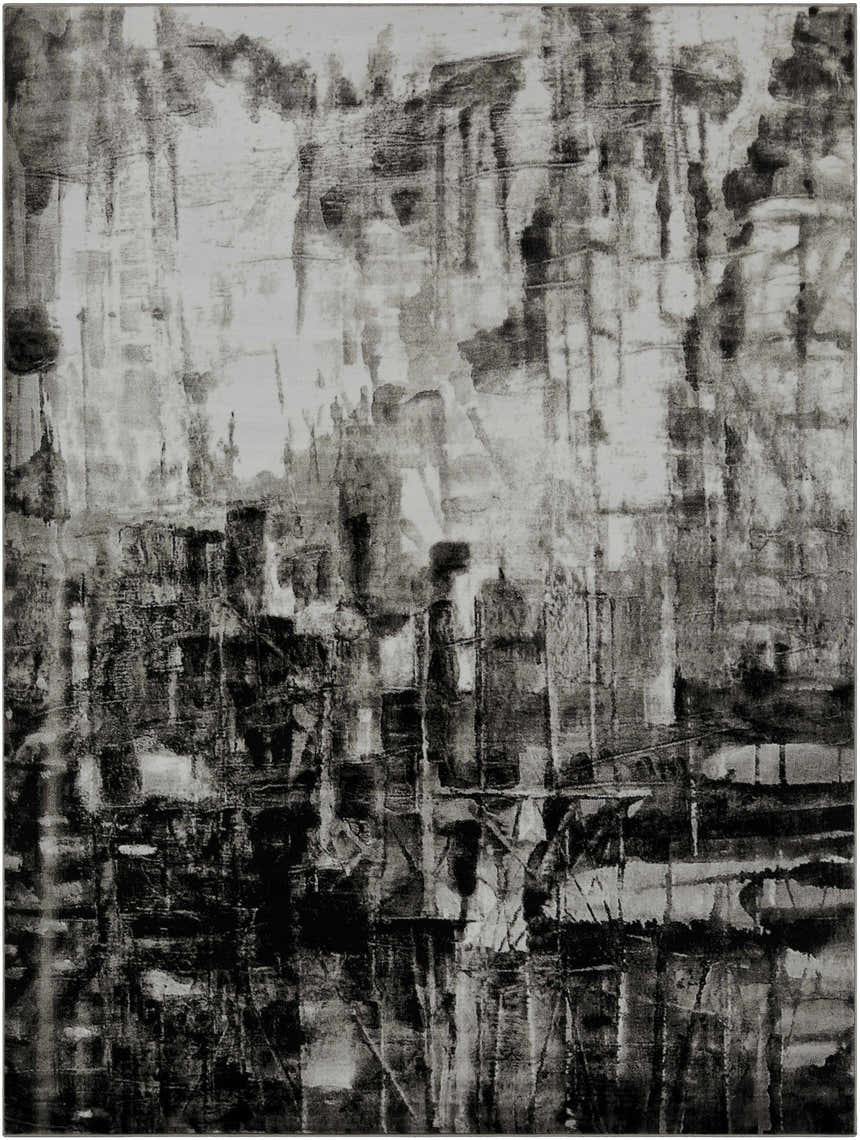 Black and gray abstract design on a Westpoint Area Carpet. Contemporary style. Design-Rectangle-7810