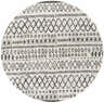 Close-up of the round Westside Outdoor Area Rug. Black and white bohemian pattern. Machine woven polypropylene rug. Design-Round-67