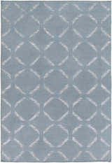 Close-up of the Weybridge Area Carpet. Light gray wool rug with a geometric diamond pattern in medium gray. Design-Rectangle-576