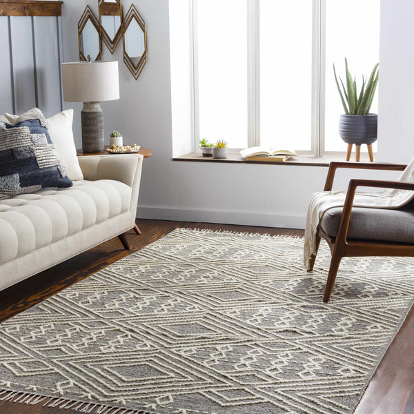 Skedee Gray/Cream Diamond Area Rug - Clearance