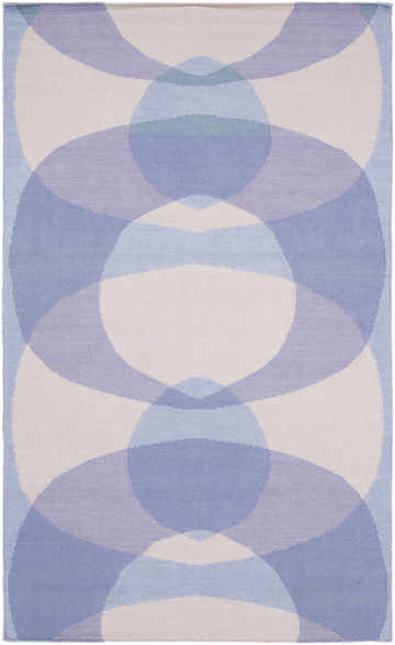 Hand woven Whitnash Area Rug with a contemporary oval pattern in shades of blue, lavender, and cream. Design-Rectangle-576