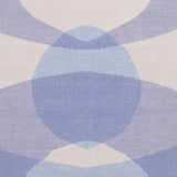 Close-up of the hand woven Whitnash Area Rug. Contemporary wool rug with a pattern of light blue, lavender, and white geometric shapes. Swatch