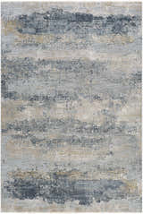 Close-up of the Whyalla Misty Thick Luxe Rug. Features a contemporary abstract design in dusty sage, light gray, and navy hues. Design-Rectangle-6796