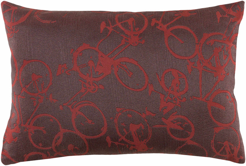 Wilmar Red Bicycle Print Throw Pillow - Clearance