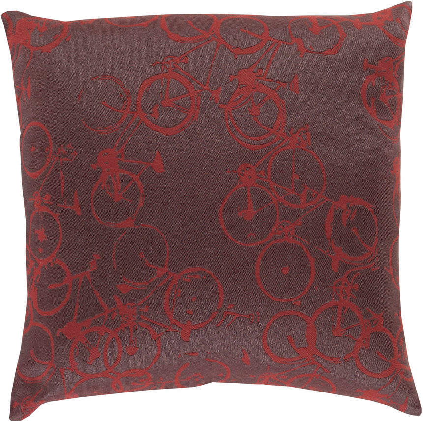 Wilmar Red Bicycle Print Throw Pillow - Clearance