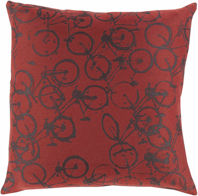 Wilmar Red Bicycle Print Throw Pillow - Clearance