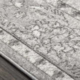 Close-up of the Winstonville Clearance Rug. The rug has a gray and white pattern and texture. Texture