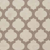 Close-up of the Winterville Area Rug showing a beige and dark red quatrefoil pattern. Machine woven olefin rug. Swatch