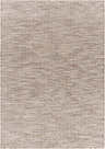 Close-up of the Woolloongabba Area Rug. Brown, light beige, and tan woven rug with a contemporary, farmhouse style. Design-Rectangle-537