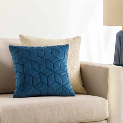 Wellington Dark Blue Square Throw Pillow - Clearance