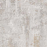 Close-up of the Windale Textured Luxe Area Rug, showcasing its gray, off-white, and mustard abstract pattern and textured weave. Swatch