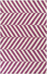 Close-up of Wolfforth Area Rug. Hand-woven wool rug with a contemporary red and taupe chevron stripe pattern. Design-Rectangle-58