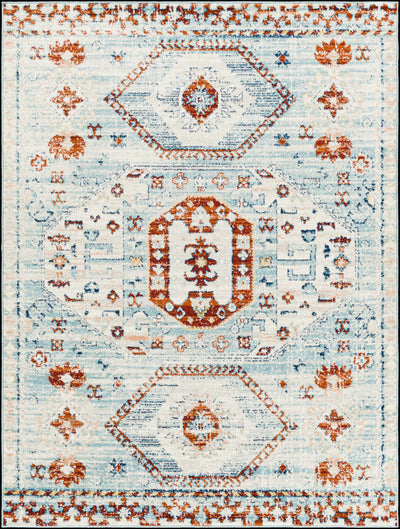 Tullow Rust & Light Blue Area Rug - Clearance