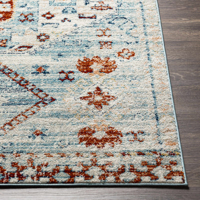 Tullow Rust & Light Blue Area Rug - Clearance