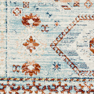 Tullow Rust & Light Blue Area Rug - Clearance