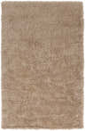 Close-up of a tan Woodridge Solid Brown Shag Area Rug showing its plush, hand-woven texture. Contemporary style. Design-Rectangle-58