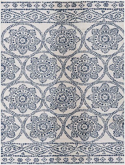 Woolpit Blue Dotted White Rug - Clearance