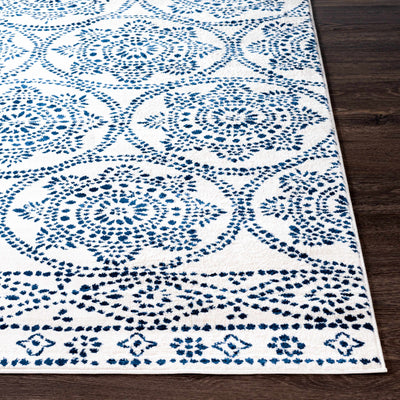 Woolpit Blue Dotted White Rug - Clearance