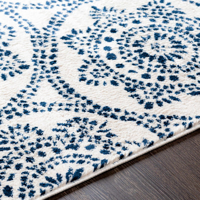 Woolpit Blue Dotted White Rug - Clearance