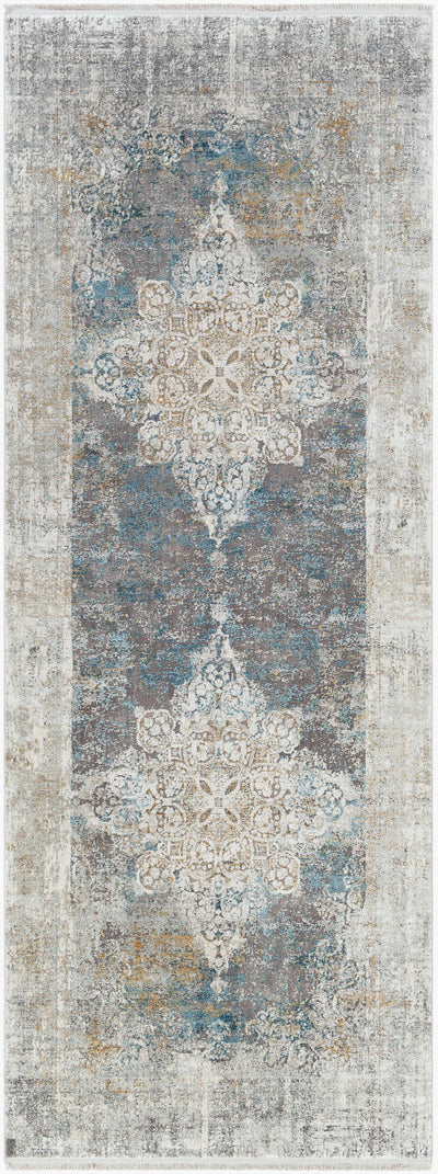 Calion Distressed Blue Luxury Area Rug