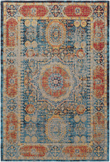 Wrangell Blue/Red Damask Carpet - Clearance