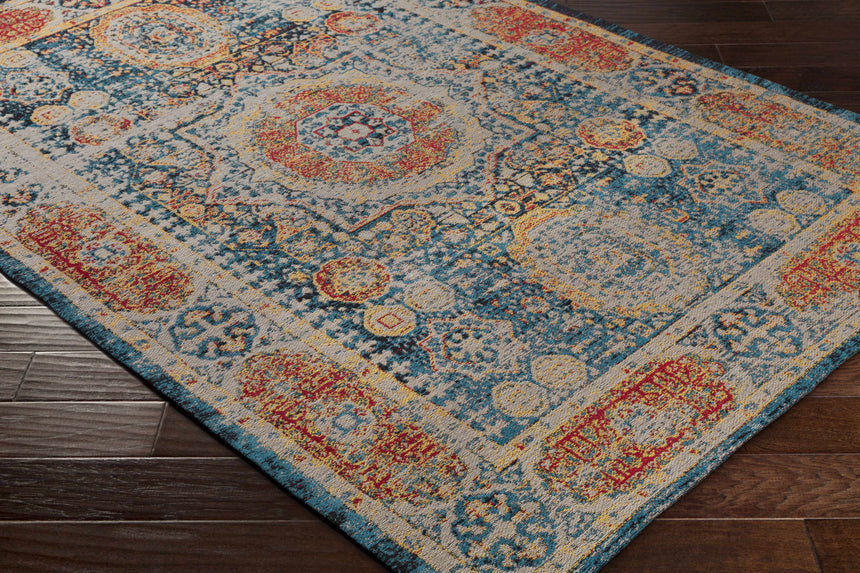 Wrangell Blue/Red Damask Carpet - Clearance