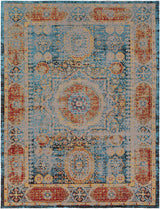 Wrangell Blue/Red Damask Carpet - Clearance