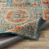 Wrangell Blue/Red Damask Carpet - Clearance