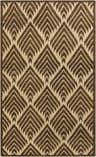 Close-up of the hand-knotted Wrexham Area Carpet. Brown, geometric arrow pattern on a beige wool rug. Contemporary style. Design-Rectangle-5686