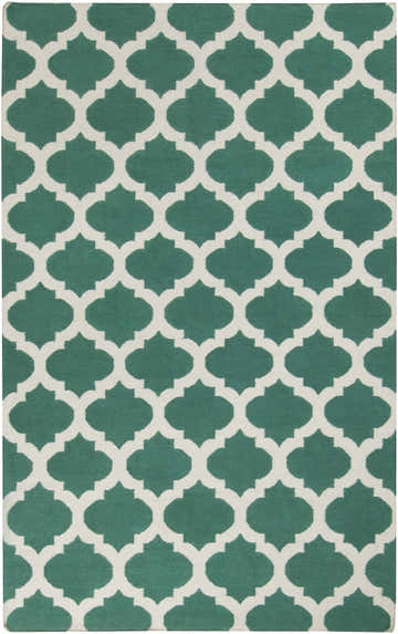 Worthington Area Rug - light beige and sage green wool rug with a quatrefoil trellis pattern. Design-Rectangle-58