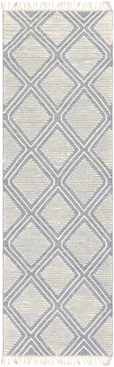 Wausa Denim Trellis on Cream Cotton/wool  Rug - Clearance