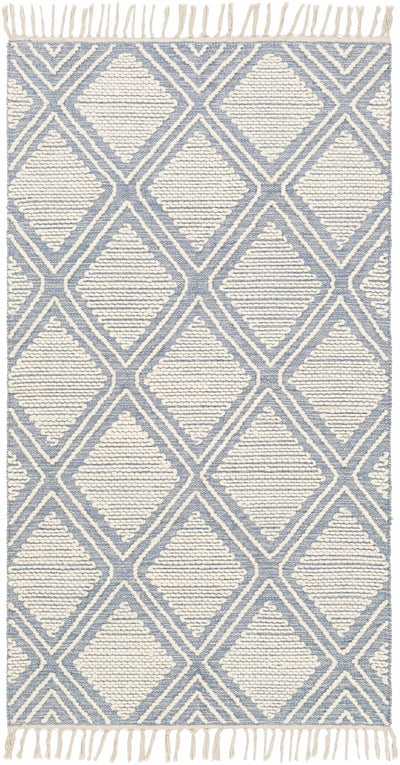 Wausa Denim Trellis on Cream Cotton/wool  Rug - Clearance