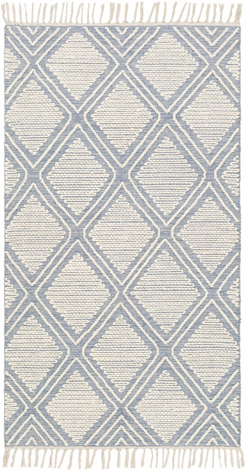 Wausa Denim Trellis on Cream Cotton/wool  Rug - Clearance