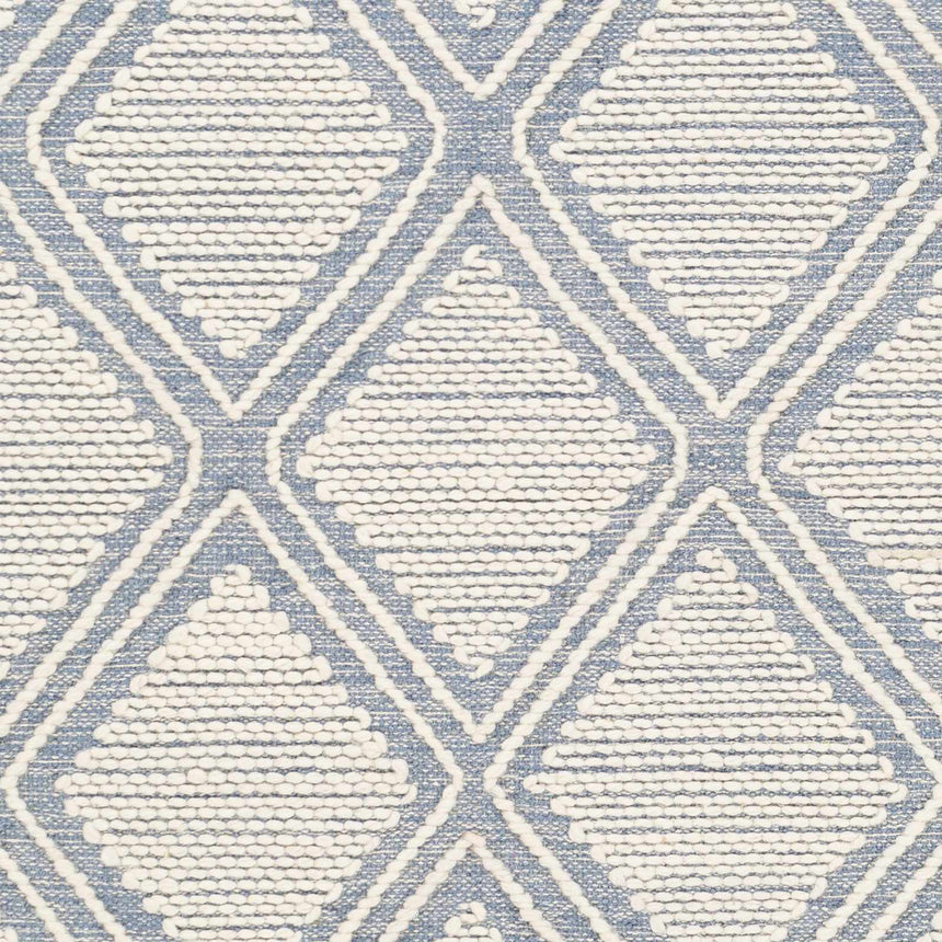 Wausa Denim Trellis on Cream Cotton/wool  Rug - Clearance