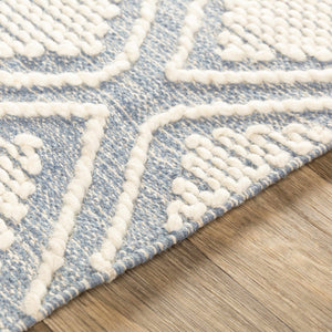 Wausa Denim Trellis on Cream Cotton/wool  Rug - Clearance