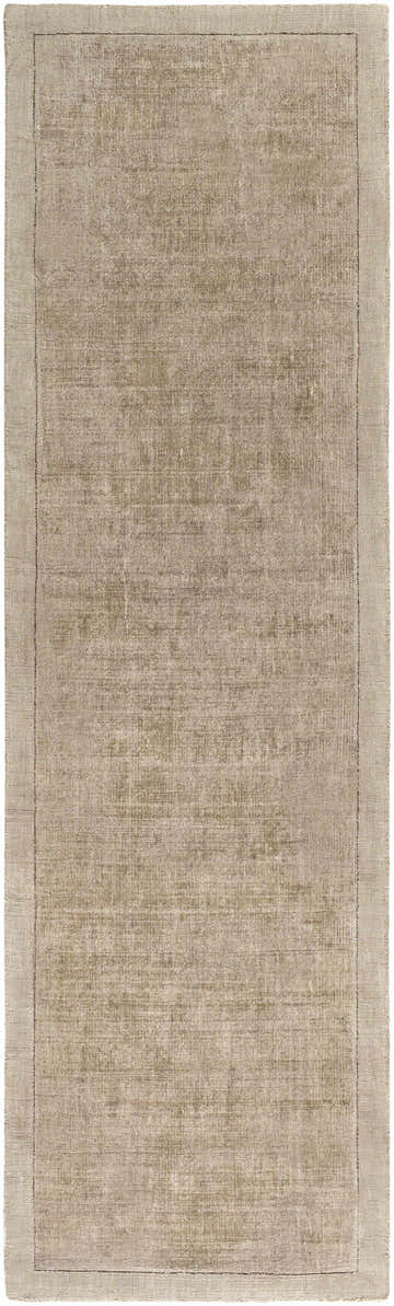 Close-up of the hand-loomed Westbend Area Rug in taupe. Solid and striped design with a subtle texture. Design-Runner-38