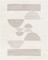Close-up of Westcourt Area Rug with a geometric pattern of gray stripes on a textured ivory background. Design-Rectangle-71010