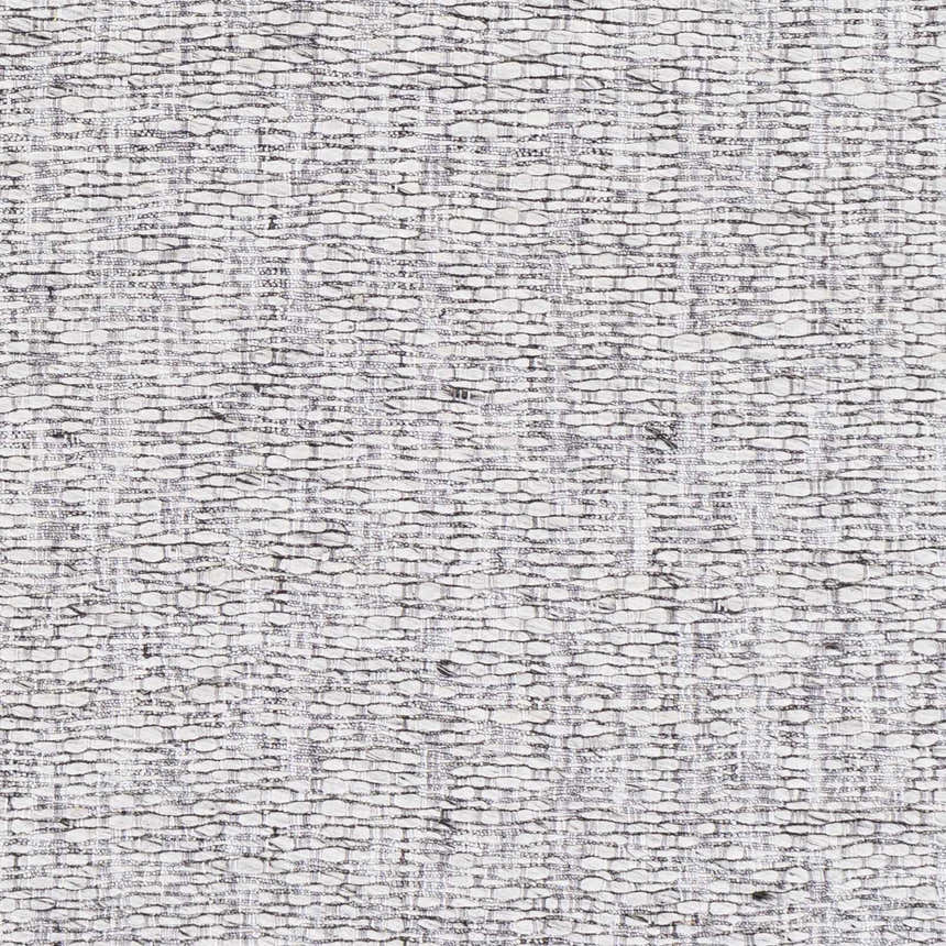 Close-up of the hand-loomed Westoning Area Rug. Black and charcoal pattern on light gray and off-white polyester. Swatch
