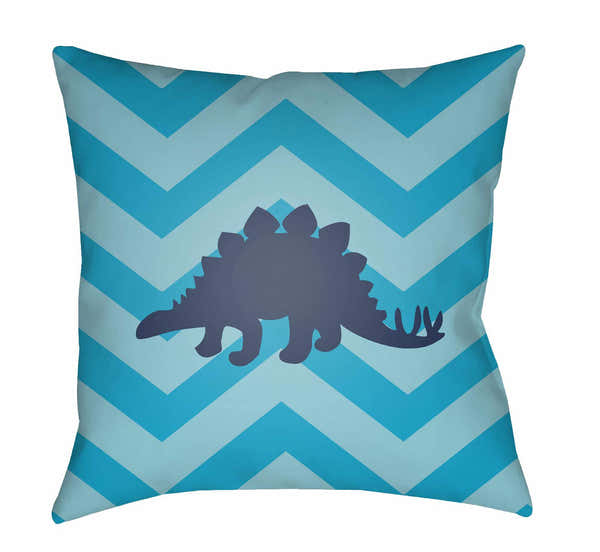 Kids Dinosaur Animal Print Decorative Nursery Blue Outdoor Throw Pillow